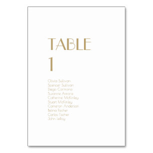 Minimalist Gold Modern Deco Table Number Guests