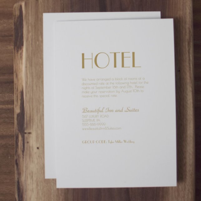 Minimalist Gold Modern Deco Wedding Accommodation Enclosure Card (Creator Uploaded)