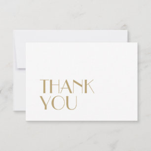 Minimalist Gold Modern Deco Wedding Flat Thank You Card
