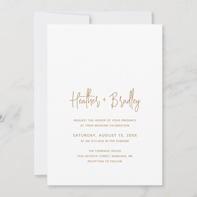 Minimalist Gold Modern Wedding Invitation (Front)