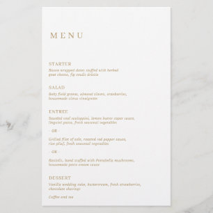 Minimalist Gold Modern Wedding Menu