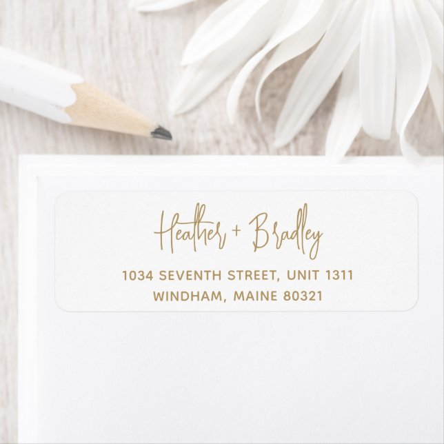 Minimalist Gold Modern Wedding Return Address (Insitu)