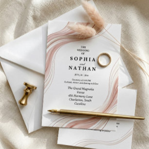 Minimalist Gold Monogram Elegant Modern Script  Invitation