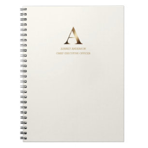Minimalist Gold Monogram Ivory Off-White Notebook
