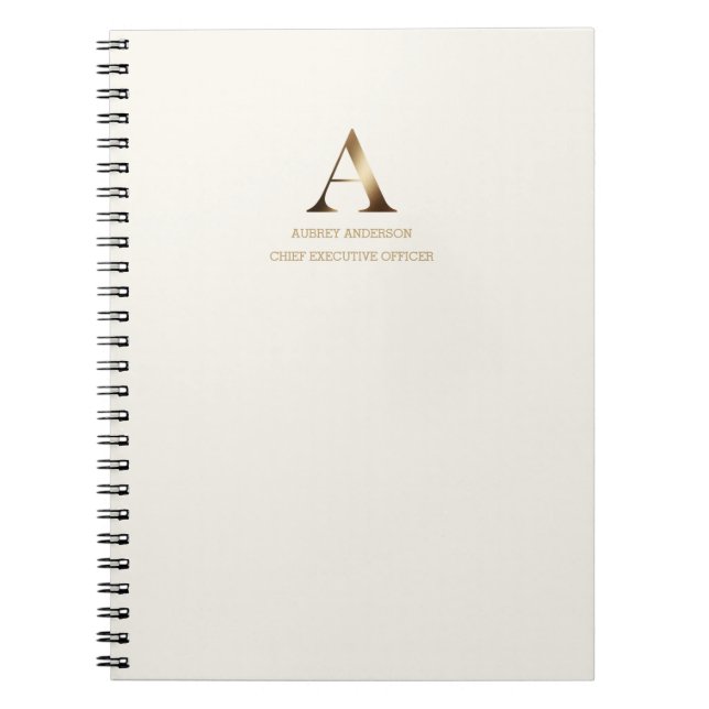 Minimalist Gold Monogram | Ivory Off-White Notebook (Front)