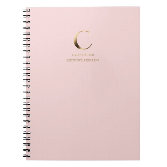 Minimalist Gold Monogram | Pink Notebook (Front)