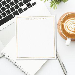 Minimalist Gold Monogram Two Border Notepad