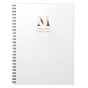 Minimalist Gold Monogram   White Notebook