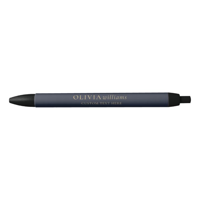 Minimalist Gold Navy Blue Simple Professional Black Ink Pen (Front)