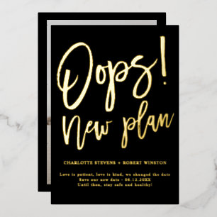 Minimalist gold new plan wedding change the date