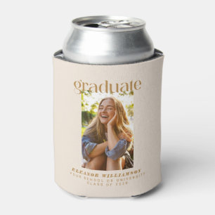 Minimalist Gold Photo Graduate Personalised Can Cooler