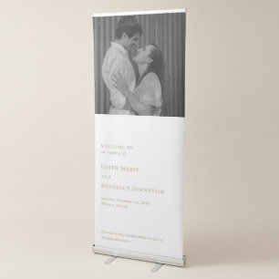 Minimalist Gold Photo Modern Wedding Retractable Banner