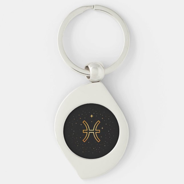 Minimalist Gold Pisces Zodiac Keychain (Front)