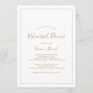 Minimalist Gold Rehearsal Dinner Invitation