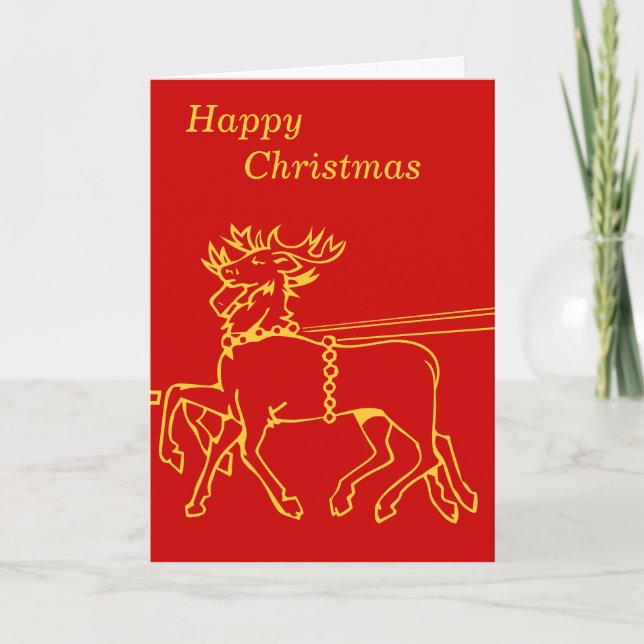 minimalist gold reindeer design for christmas holiday card (Front)