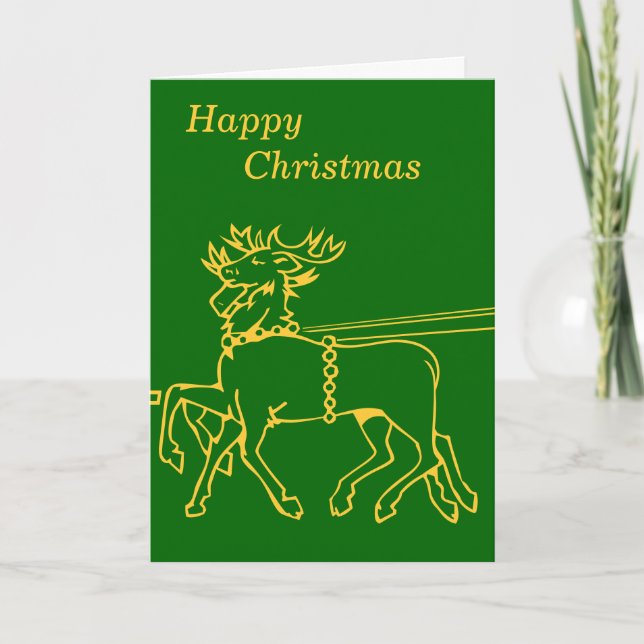 minimalist gold reindeer design for christmas holiday card (Front)