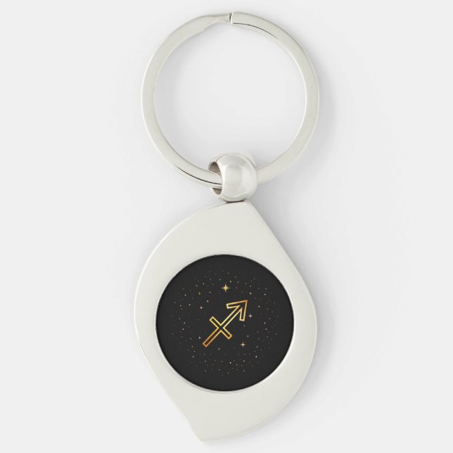 Minimalist Gold Sagittarius Zodiac Keychain (Front)