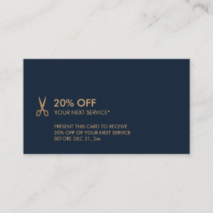 Minimalist Gold Scissors Hair Stylist Discount Business Card