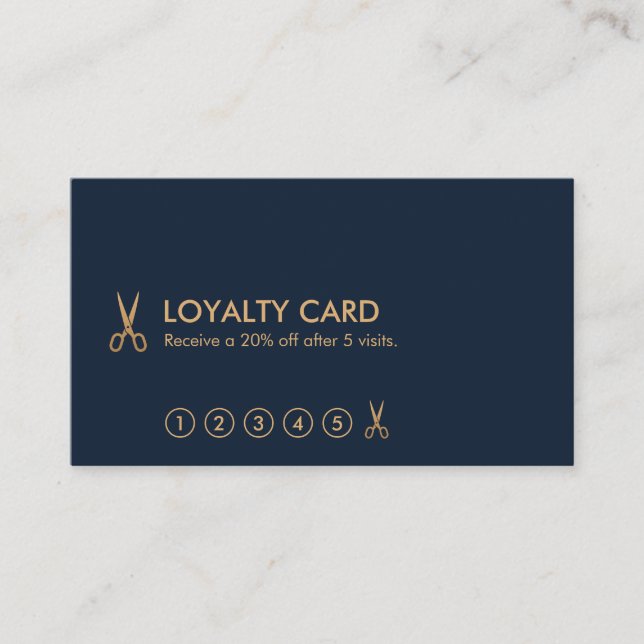 Minimalist Gold Scissors Hair Stylist Loyalty Card (Front)