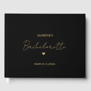 Minimalist Gold Script Bachelorette Party Guest Book
