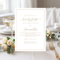 Minimalist Gold Script Border 21st Birthday Party