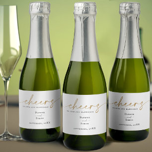 Minimalist Gold Script ELLE Mini Sparkling Wine La Label