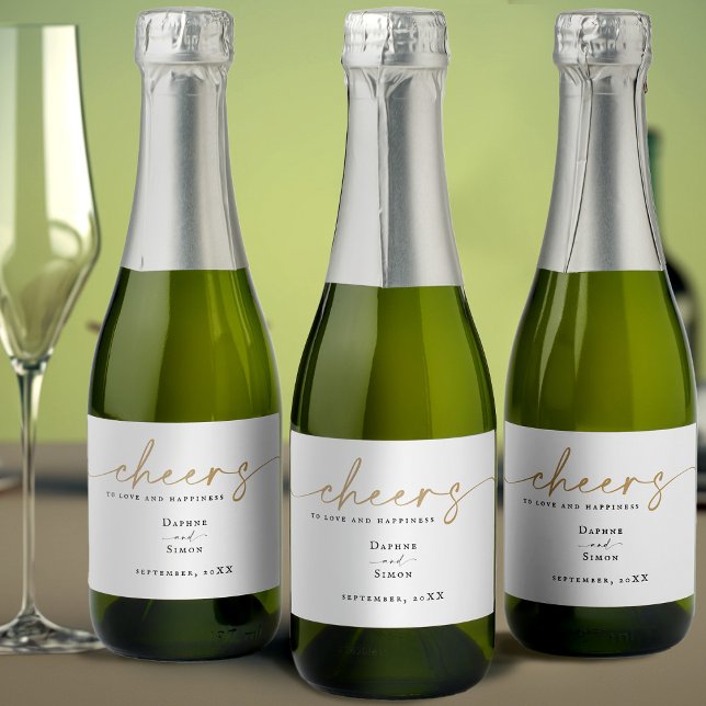 Minimalist Gold Script ELLE Mini Sparkling Wine La Sparkling Wine Label (Creator Uploaded)