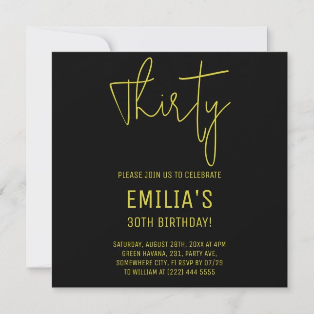 Minimalist Gold Script | Thirtieth Birthday Save The Date (Front)