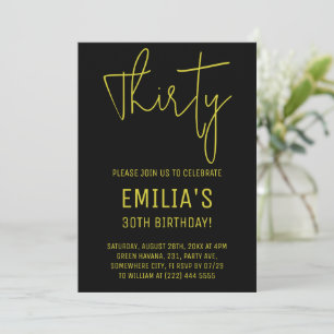 Minimalist Gold Script Thirtieth Birthday Thank You Card