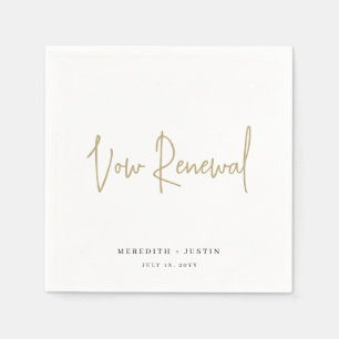 Minimalist Gold Script Vow Renewal Party Napkin