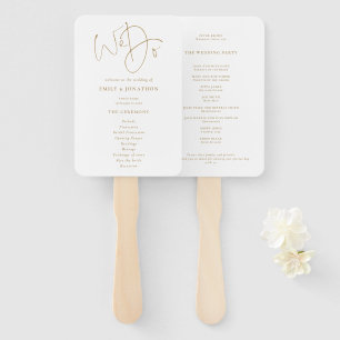 Minimalist Gold Script We Do Wedding Program Hand Fan