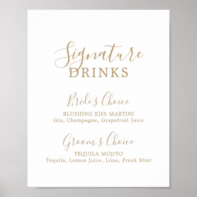 Minimalist Gold Signature Drinks Sign (Front)