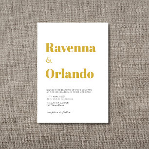 Minimalist Gold Simple Modern Wedding Invitation
