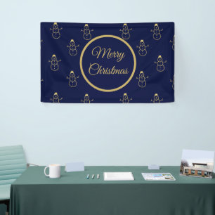 Minimalist Gold Snowman Holiday Christmas Festive Banner