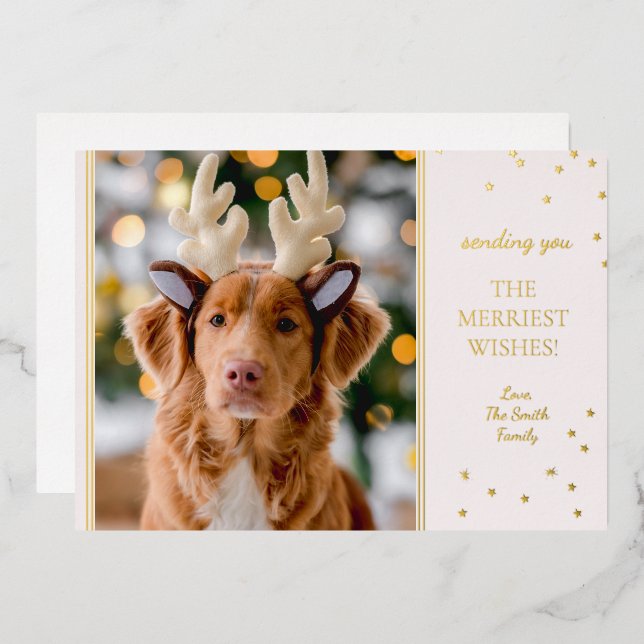 Minimalist Gold Star Holiday Photo Foil (Front/Back)