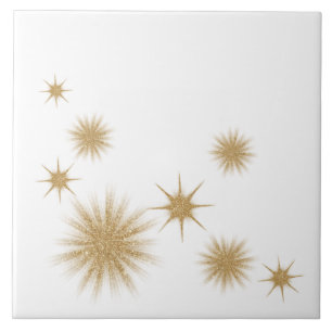 Minimalist Gold Starburst Ceramic Tile