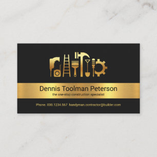 Minimalist Gold Stripe Handyman Tools Business Card