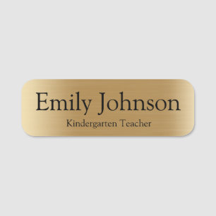 Minimalist Gold Teacher Name   Custom Kindergarten Tag