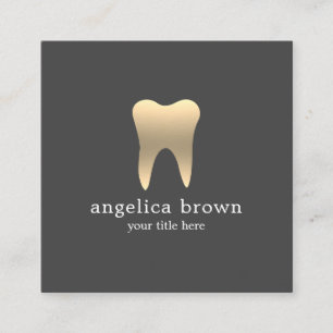 Minimalist Gold Teeth Dental Square Business Card