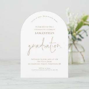 Minimalist Gold Text Grad Luncheon Graduation Arch Invitation