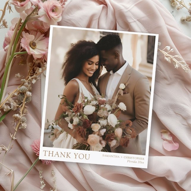 Minimalist Gold Text Photo Wedding Thank You (Creator Uploaded)