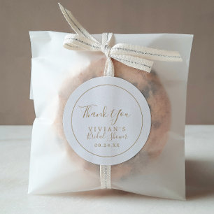 Minimalist Gold Thank You Bridal Shower Favour Classic Round Sticker