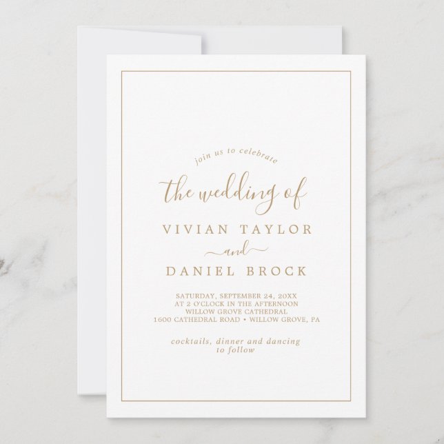 Minimalist Gold The Wedding Of Invitation (Front)