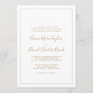 Minimalist Gold Traditional Wedding Invitation