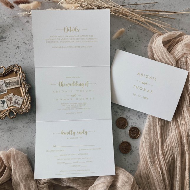 Minimalist Gold Trifold Letter Fold The Wedding of (Creator Uploaded)