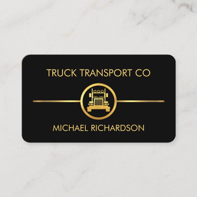 Minimalist Gold Truck Line Business Card (Front)