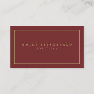 Minimalist Gold Typography & border/burgundy Business Card
