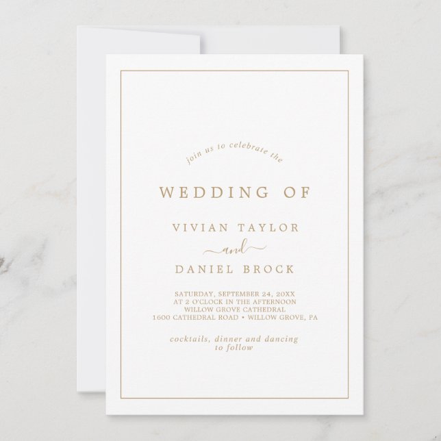 Minimalist Gold Typography The Wedding Of Invitation (Front)