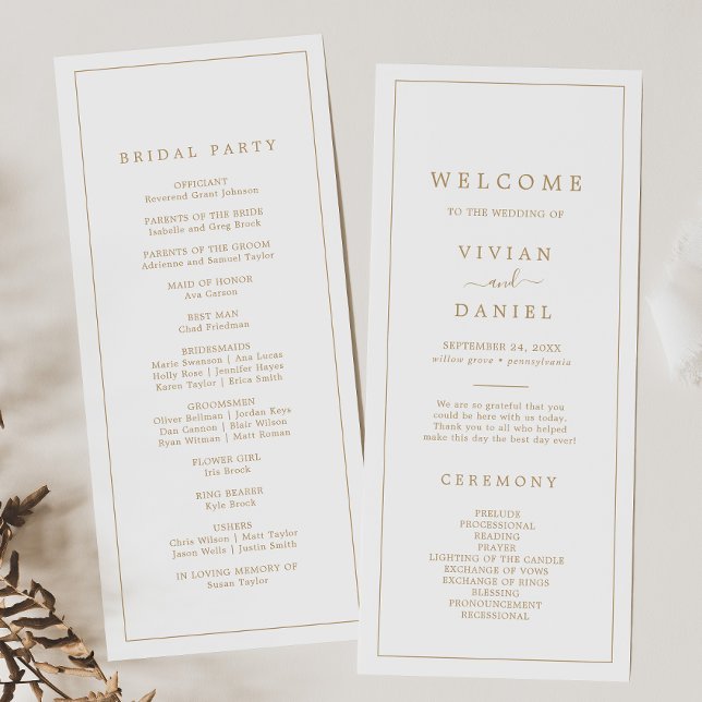 Minimalist Gold Typography Wedding Program Programme (Creator Uploaded)