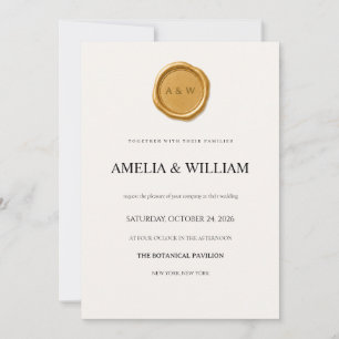 Minimalist Gold Wax Seal Wedding Invitation